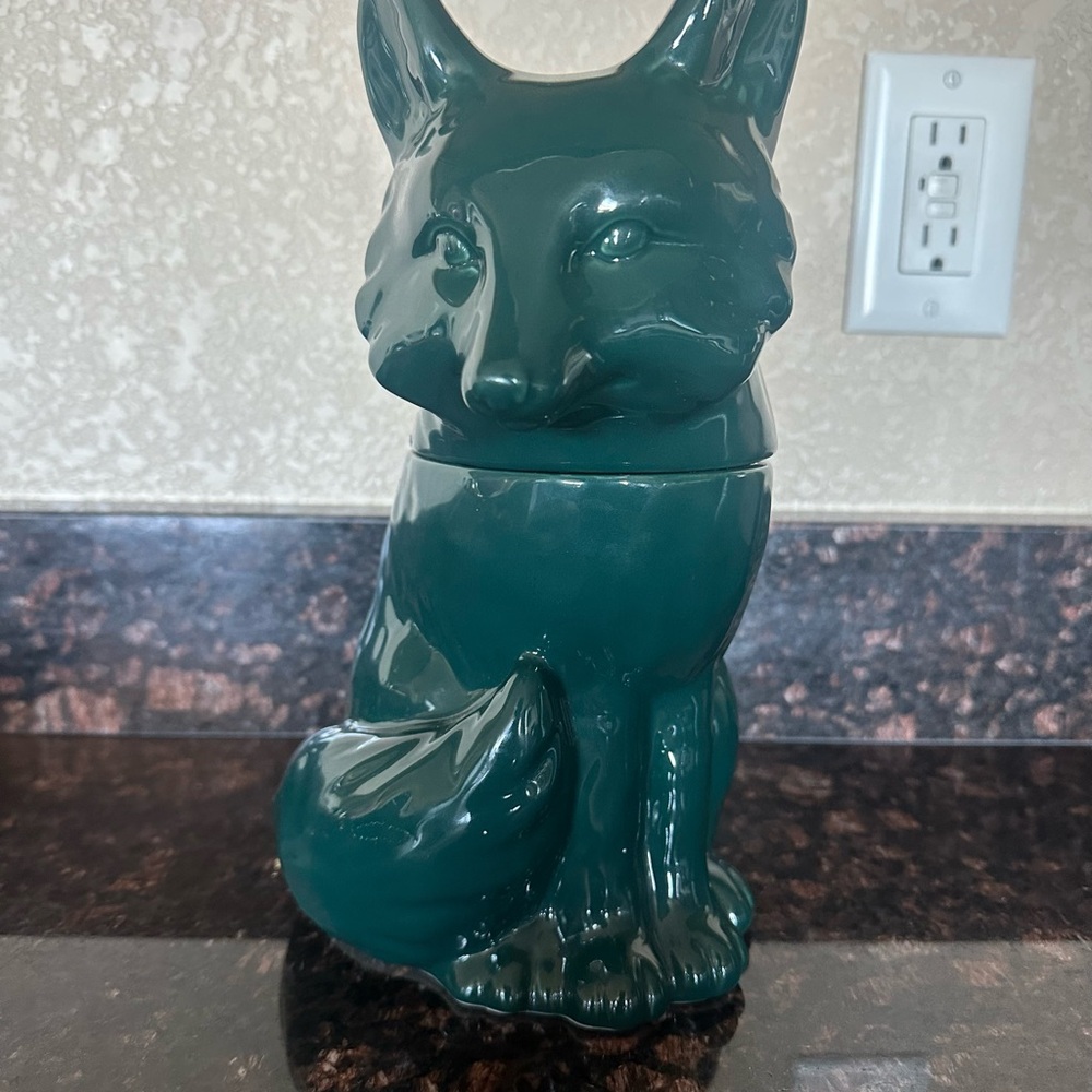 Threshold dark green fox ceramic cookie jar.